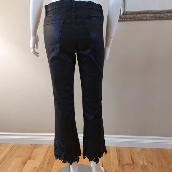 J Brand Selena Mid Rise Crop with Coated Black Lace Jeans - Picture 3 of 16